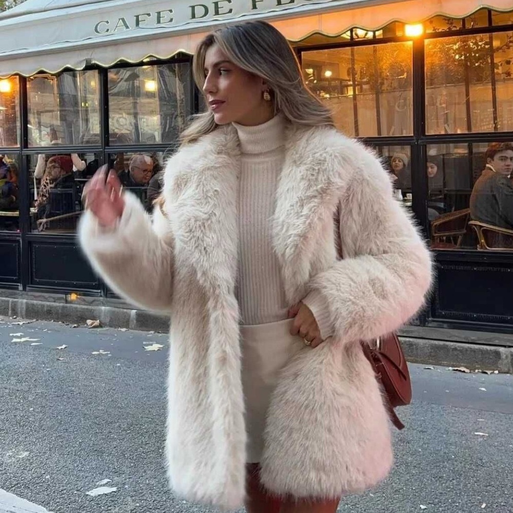 Creamy White Luxe Faux Fur Coat